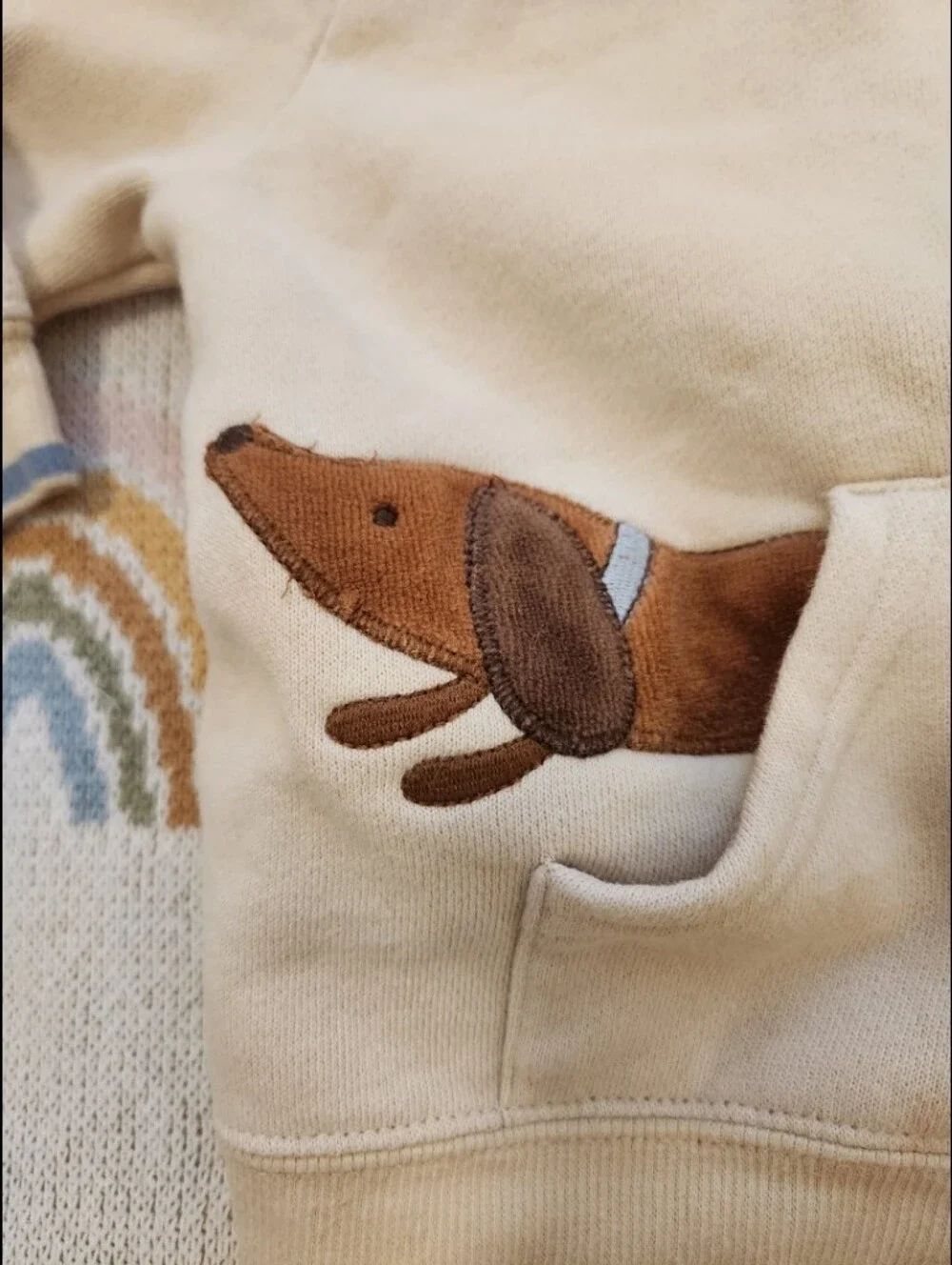 Gymboree Teenie Puppy Vintage 18-24 Cream Zip-Up Hoodie Jacket
